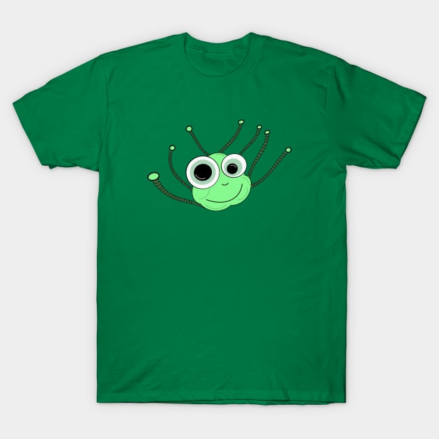 Green monster with tentacles T-Shirt by Artemis Garments